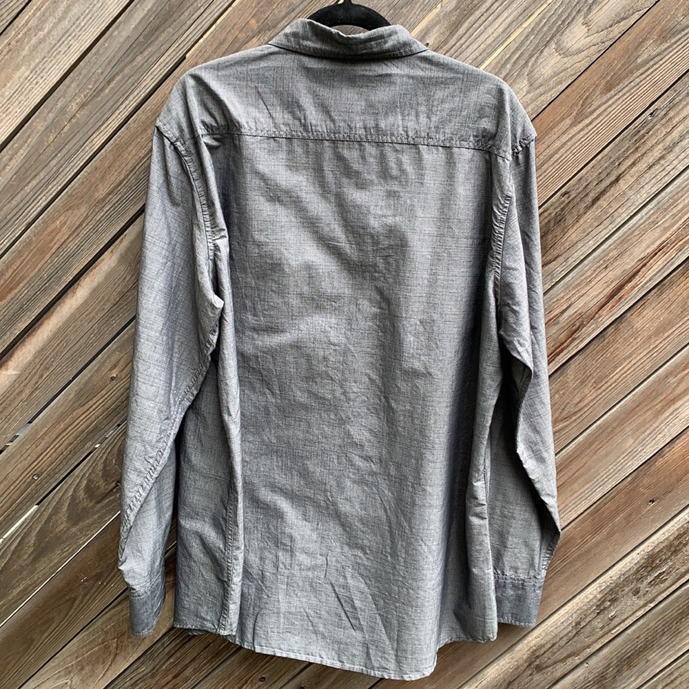 Pd & C Solid Grey Button Down Cotton Blend Shirt - image 2